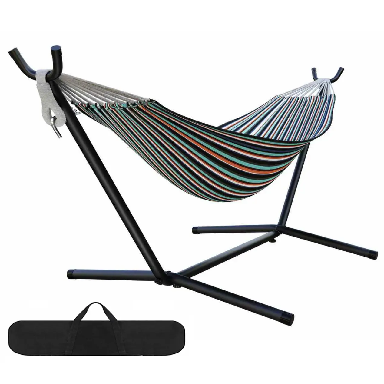 Angchiluo Comfortable Brazilian Hammock with Stand 600lb Capacity Heavy Duty Steel Stand Carry Bag for Garden Backyard Camping Outdoor Swing Bench,home decor,camping essentials