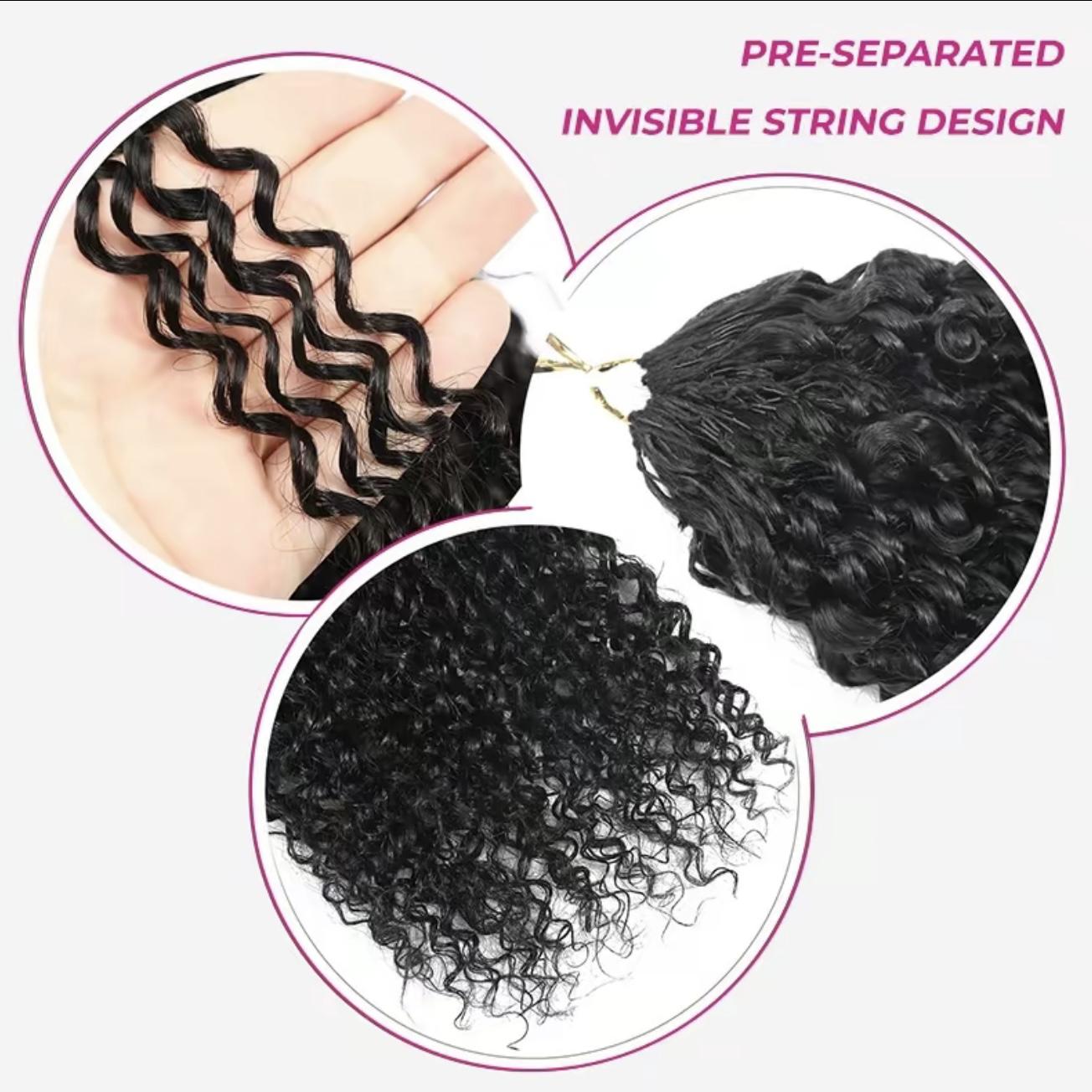 [New Arrival] Bgmgirl Crochet Human Hair Afro Curly Water Wave Kinky Straight Hair for Miracle Knots Boho Braids Knotless Pre-Separated 50g/Bundle Time Saving SpringStatements