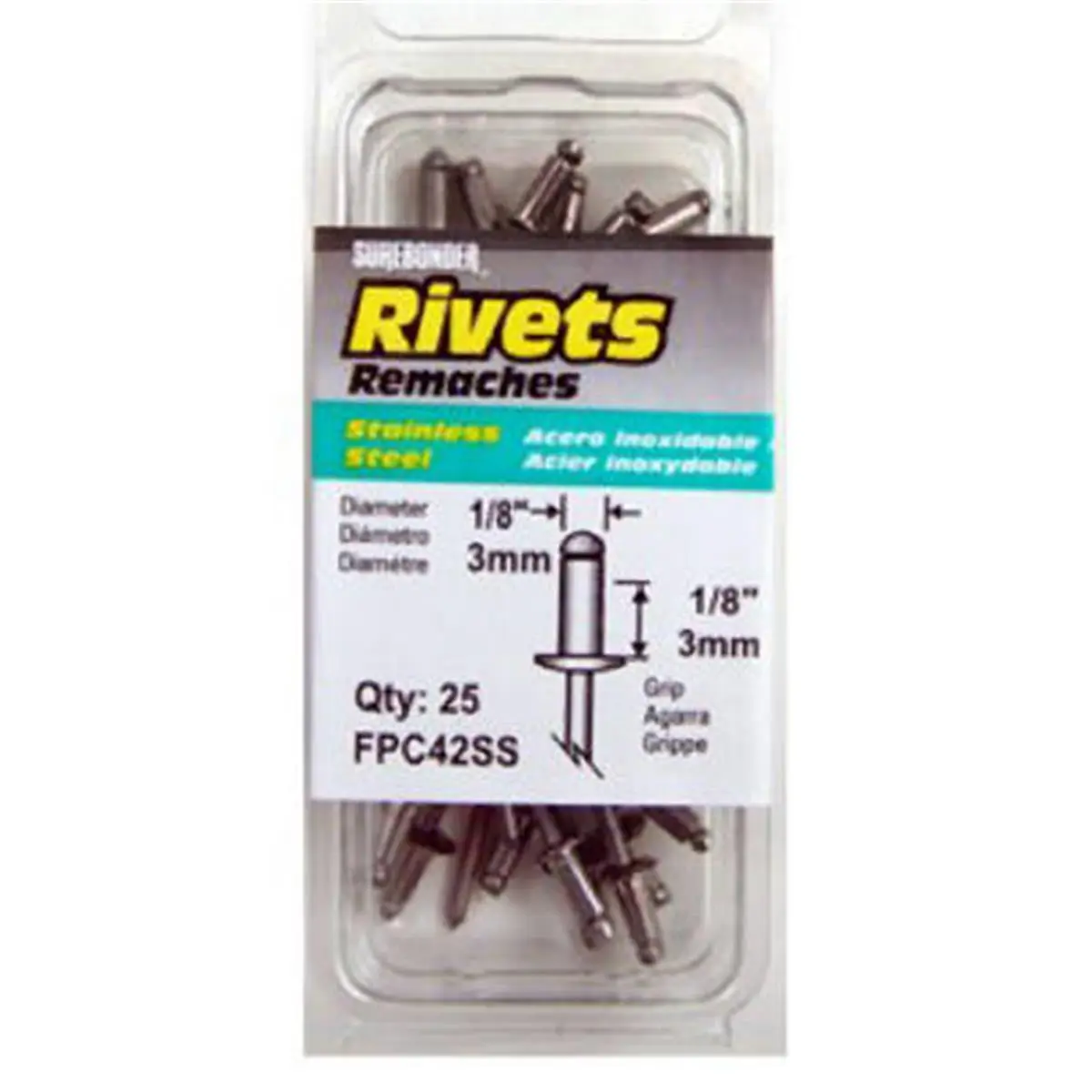 212 MAIN FPC FPC42SS Surebonder Short Stainless Steel Rivets, 25-Pack Hardware for Sailing Water Sports