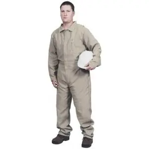 Stanco Safety Products Size M Tan HRC 2 Flame Resistant/Retardant Coveralls 38 to 40" Chest, Indura, 7 Pockets, Zipper Closure, Snap Cuffs, Straight Ankles FRI-681TN-M