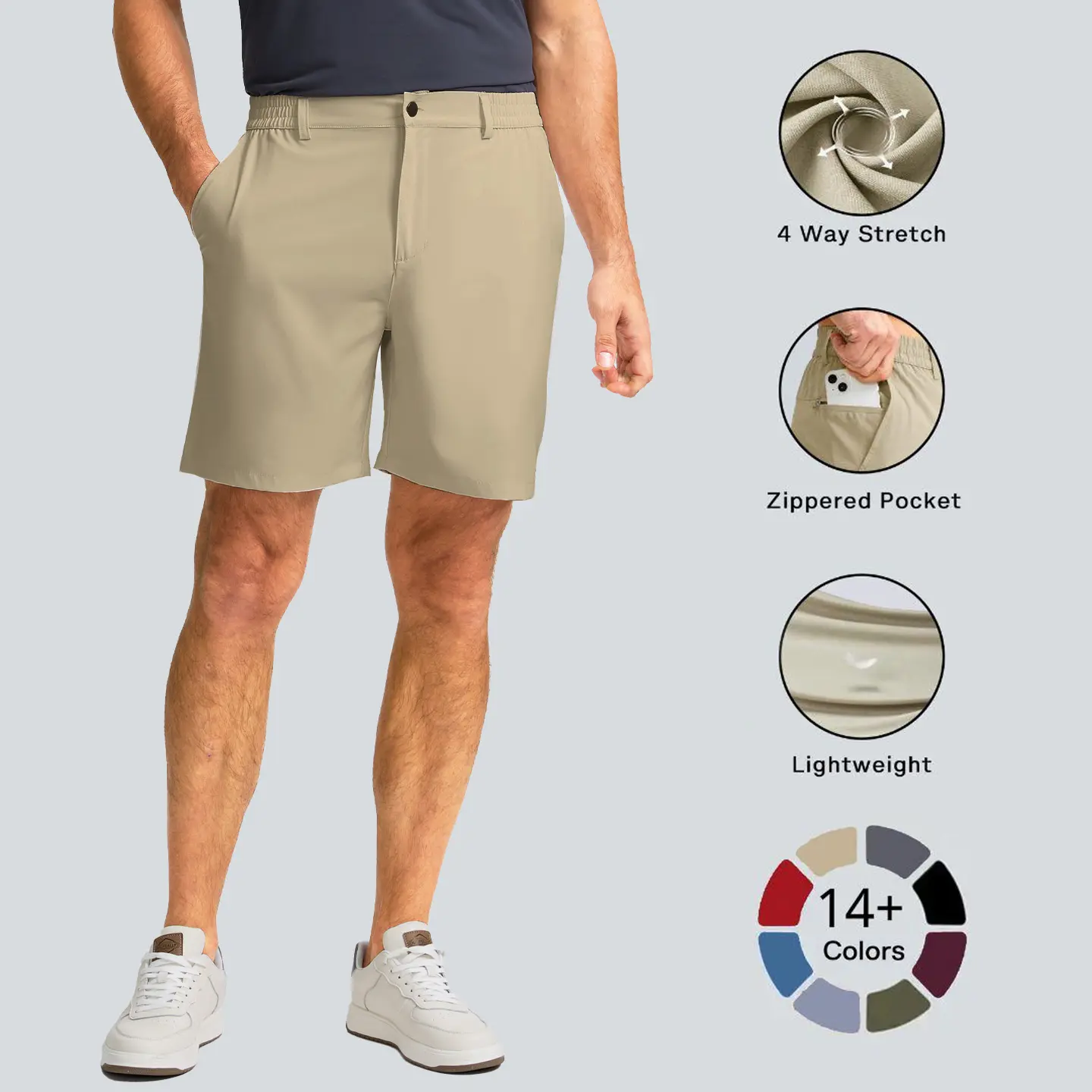 G Gradual Men's 5"/7"/9" Stretch Golf Shorts Quick Dry Lightweight Breathable Athletic Workout Shorts With 3 Pockets Casual Daily Wear