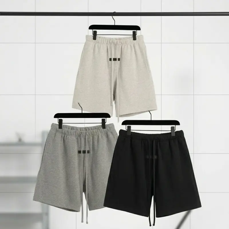 Men’s Cotton Blend Sweatshorts Premium Heavyweight Fleece with Pockets Casual Relaxed Fit Menswear Black Beige