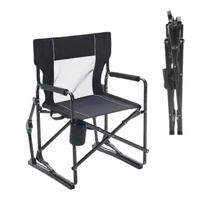 Stowaway Rocker With Storage Pouch, Folding Camping Chair, Padded High Back, Adjustable Lumbar Support, Extra Wide for Adults, 5000 LBS Steel Frame, Portable Outdoor