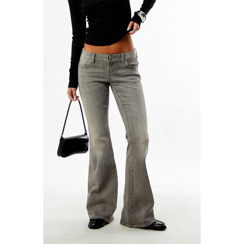 Pacsun Women's Alana Ultra Low Rise Flare Jeans Gray