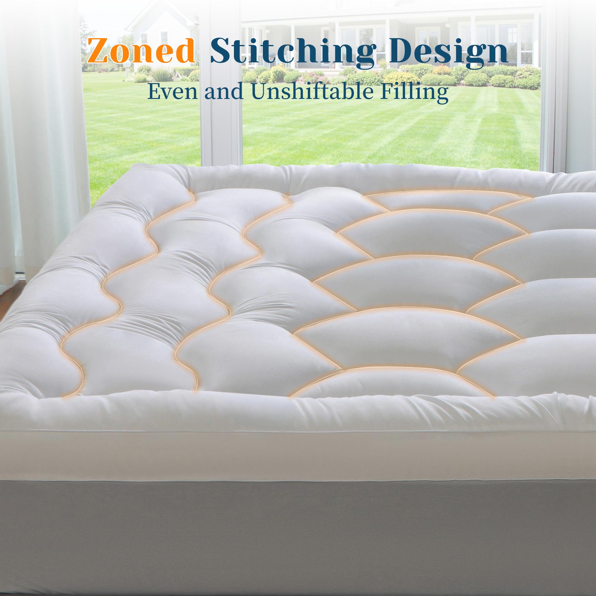 Raybee 2- 3 Inch Mattress Topper for 8-21"Deep, Ultra Soft Thick 500- 1000gsm Mattress Pads, 360° Warpped Mattress Protector Cover, Cooling Breathable Bed Topper Pad, Pressure Relief, Twin/Twin XL/Full/Queen/King, White