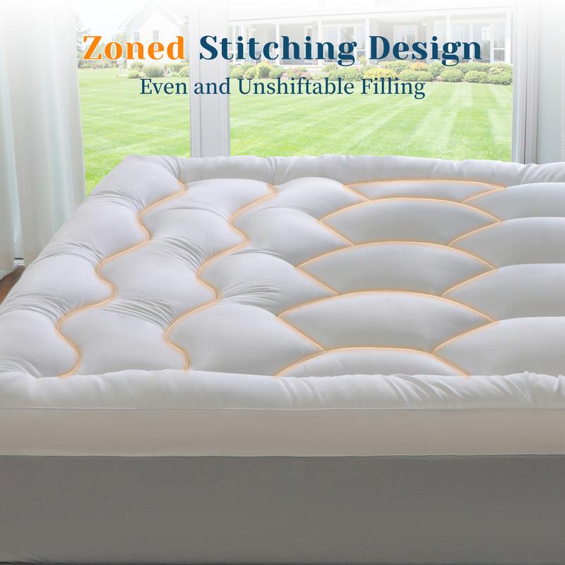 Raybee 2- 3 Inch Mattress Topper for 8-21"Deep, Ultra Soft Thick 500- 1000gsm Mattress Pads, 360° Warpped Mattress Protector Cover, Cooling Breathable Bed Topper Pad, Pressure Relief, Twin/Twin XL/Full/Queen/King, White