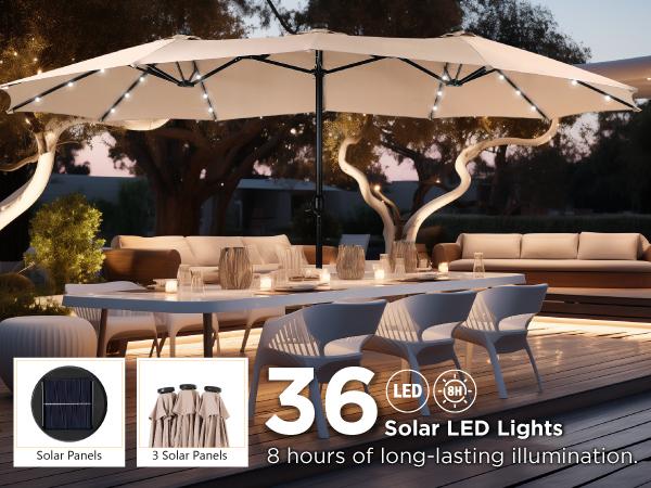 【LED Light Option】Sophia & William 15ft Large Outdoor Patio Umbrella with Base – LED Light Option, Double-Sided, Crank Handle, Waterproof 【LED Light Option】Sophia & William 15ft Large Outdoor Patio Umbrella with Base – LED Light Option, Double-Sided, Crank Handle, Waterproof