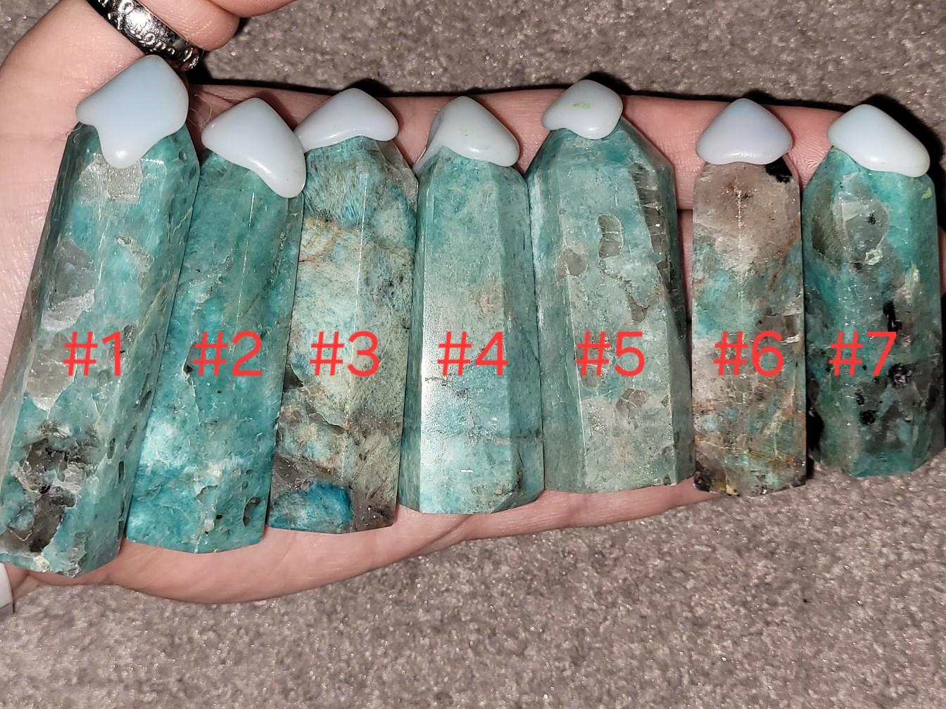 Polished, Natural Blue Amazonite Obelisk Crystals