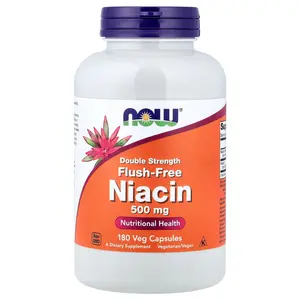 NOW Foods Flush-Free Niacin, 500 mg, 180 Veg Capsules