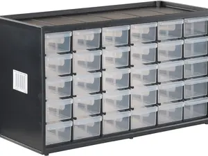 Storage Organizer, 30 Small Drawer Modular Storage System, Easily Stackable (CMST40730), Plastic, Black, White