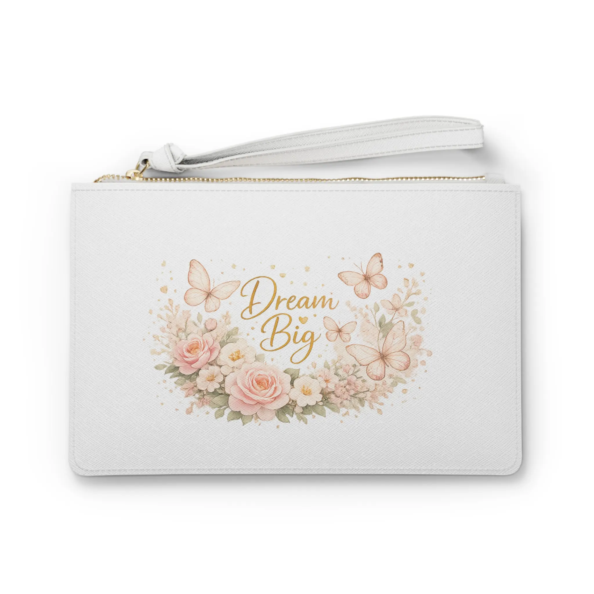 Dream Big floral butterfly clutch Bag | wristlet pouch