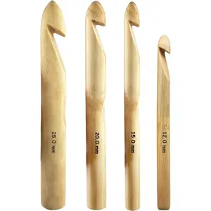 Huge Crochet Hook Set Size 12mm(O)/15mm(P/Q)/20mm(S)/25mm(U) Large Wooden Crochet Hooks Needles for Giant Chunky Yarn Carpet Scarf Bulky Wool Roving Weaving