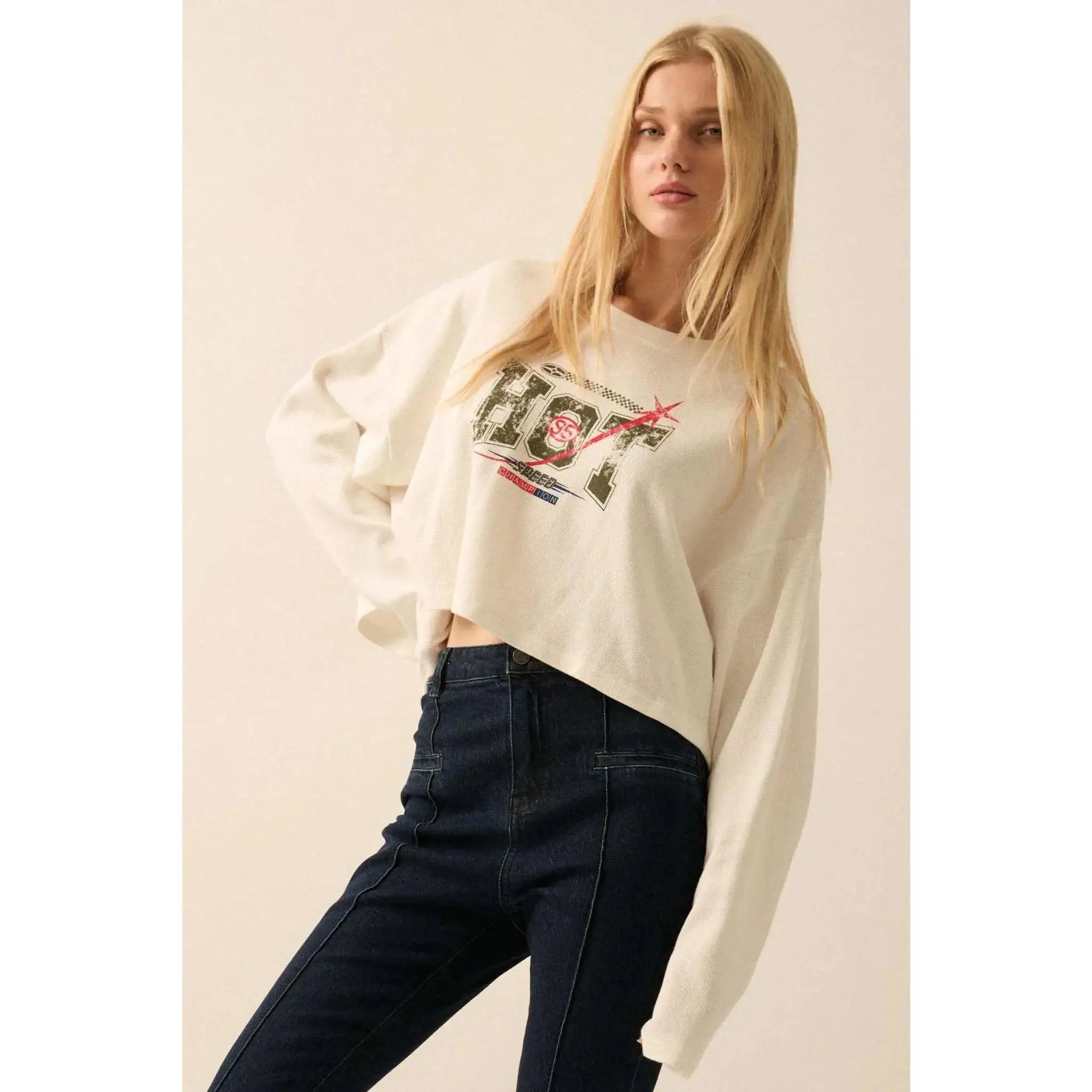 Hot 95 Racing Cropped Thermal Graphic Top