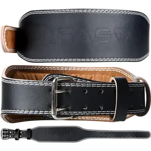 L Size Weight Lifting Belt, Leather Weight Lifting Belt for Men and Women with 4 inch Padded Lumbar Support Belt for Weightlifting Deadlift, Cross Training, Power Lifting Workout & Squats Exercise