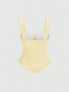 Sweetra Cropped Tube Top With Bowknot & Textured Print