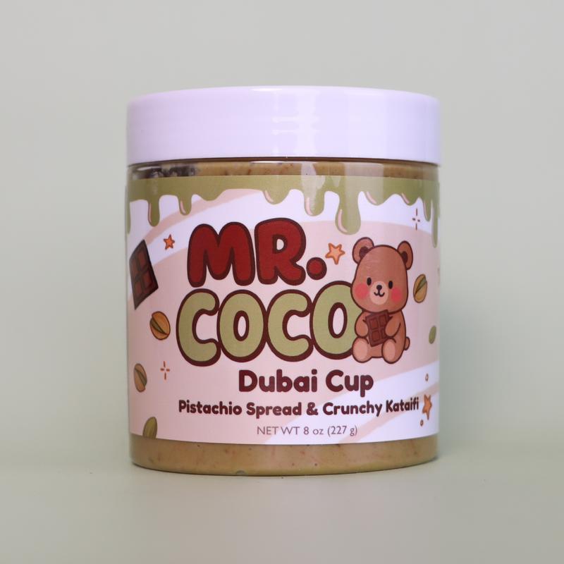 Mr. Coco Dubai Cup – Pistachio Cream + Tahini & Crunchy Kataifi - 8oz Jar - 2 Flavors: Classic & Hazelnut