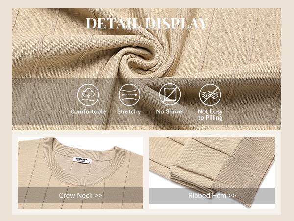 COOFANDY Men's T- Shirts Short Sleeve Knit Sweater Shirt Casual Crewneck Ribbed Pullover Tees COOFANDY Men's T- Shirts Short Sleeve Knit Sweater Shirt Casual Crewneck Ribbed Pullover Tees