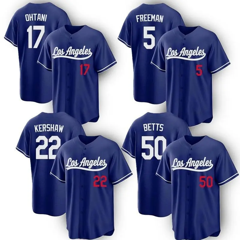 Shohei Ohtani #17 Dodgers Alternate Royal Stadium Jersey, Vintage Style Baseball Jersey, Lightweight Button Down Athletic Shirt, Casual Streetwear for Men & Women
