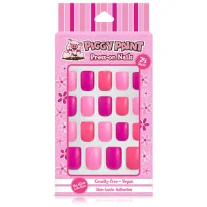 Piggy Paint Pretty in Pink Press-on Nails for Kids - 24 Cruelty-Free Vegan Press-On Nails with Non-Toxic Adhesive - Easy Press & Go Design for Play & Dress-Up Fun