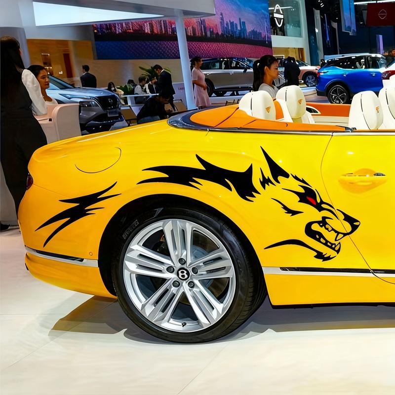 RAVOONY 2Pcs Wolf Car Sticker Decal for Car Body Side Stickers Auto Red-Eyed Wolf Totem Automotive Vinyl Truck Decal Bold Fierce Design Waterproof Universal Application Vehicle Exterior Decoration