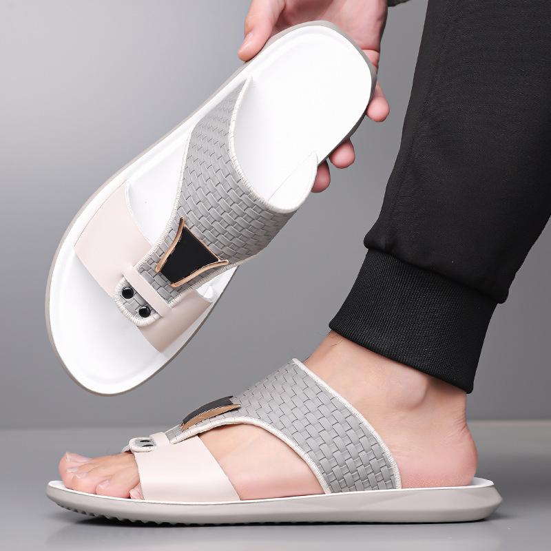 Summer Secret Men's Black PU Leather Sandals with Arch Support Anti-Slip Sole Comfortable for Wide/Narrow Feet Stylish Beach & Indoor Slippers US6.5-US13， Footwear Shoe Walking Shoes Boy