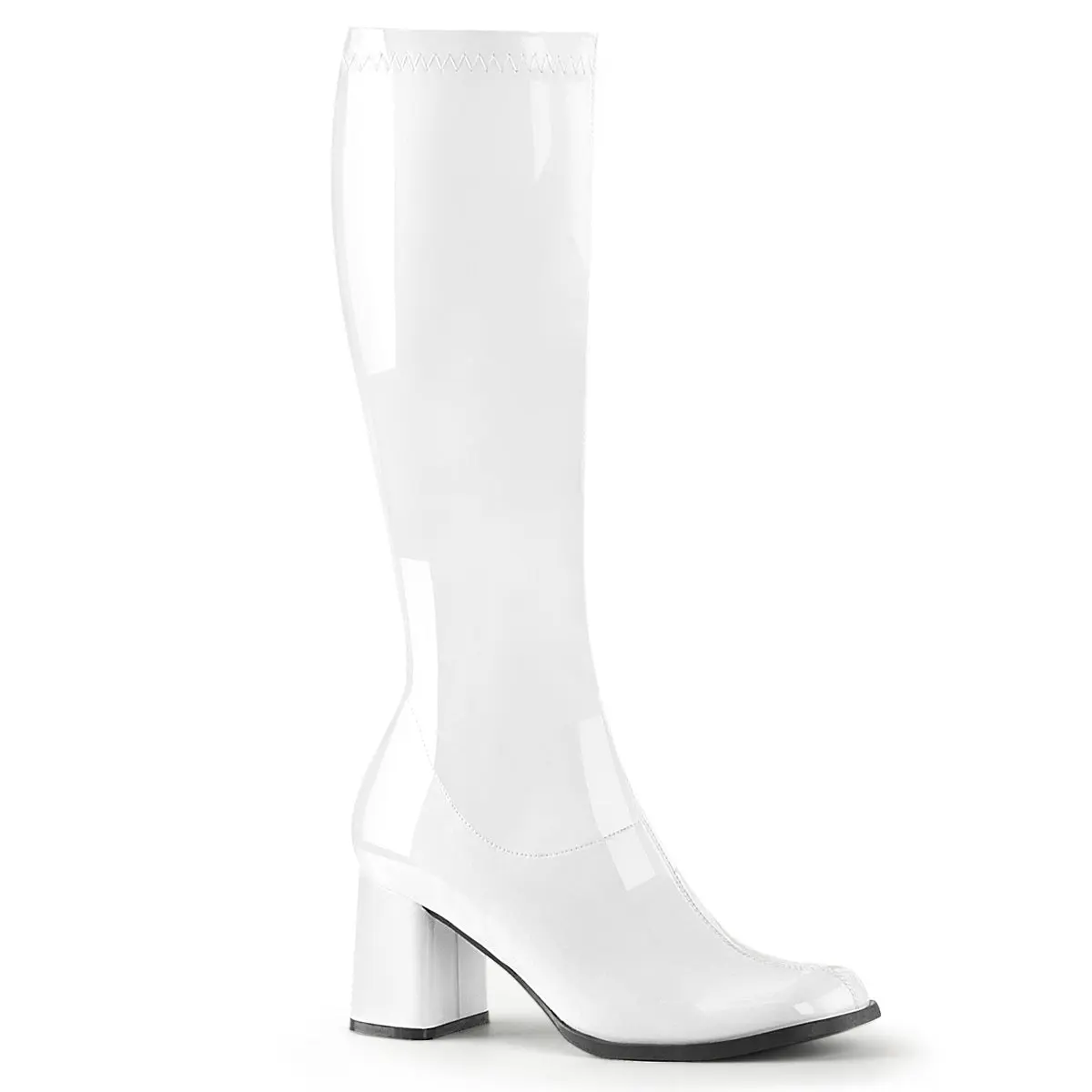 Pleaser Gogo-300 Women's Retro Stretch Boots, 3" Chunky Block Heel, Side-Zip Statement Party Footwear, Statement Shoes, Shoe, 3 In, Alternative Style, Alt Girls, Comic Conventions, Comfortable Heels, Girl, Rubber