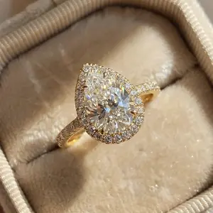 925 Sterling Silver 1CT Simple Sparkling Pear Shape Zircon Ring For Women Engagement Wedding Luxury High Quality Fine Jewelry