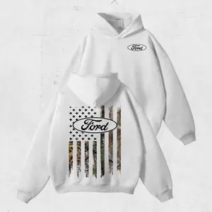 Ford Trucks Camo Hoodie – Vintage Ford USA Flag Graphic Hoodie, Classic American Truck Streetwear for Men & Women, Perfect Gift for Pickup & Country Fans