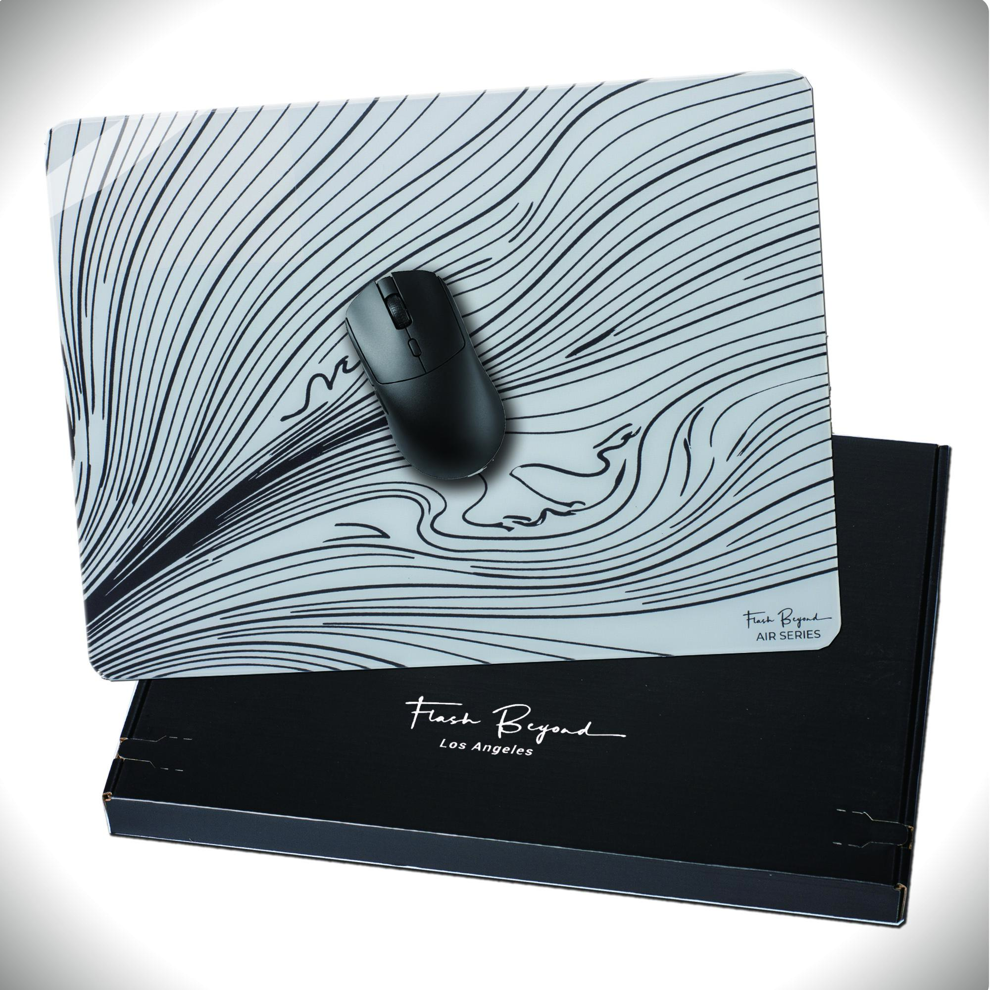 Flash Beyond AIR Glass Gaming Mouse Pad, 2mm Ultra-Thin Hard Glass Mousepad, Fast Glide, Anti-Slip Base, 400x300mm