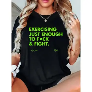 Funny EXERCISING JUST ENOUGH TO F≈CK & FIGHT Tee, Retro Vintage Y3K Streetwear