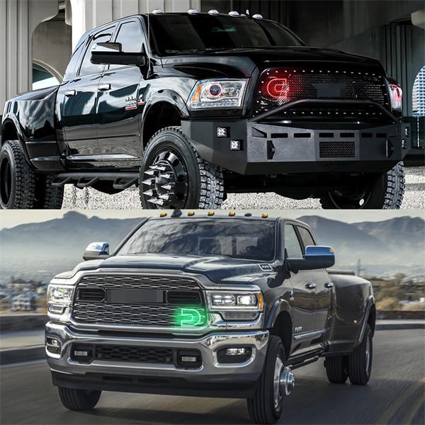 1PC RGB C Ring Illuminated Super Bright 3030-SMD LED Front Grill Emblem Light For Dodge Ram 1500 2500 3500 For Toyota 2024+ Land Cruiser J250