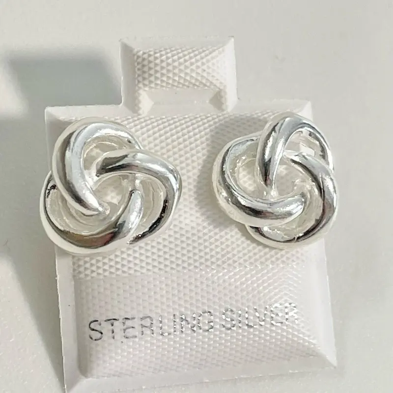 Sterling Silver 925 Love Knot Stud Earrings
