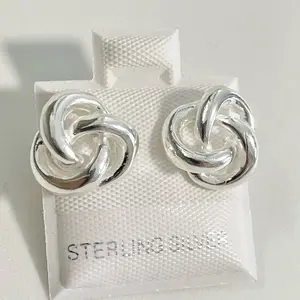 Sterling Silver 925 Love Knot Stud Earrings