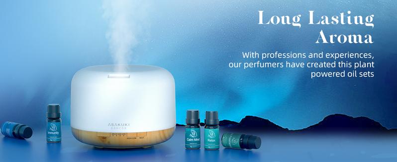 ASAKUKI Essential Oils Premium Blends for Diffusers for Home, Well-Being Kit, Fresh Fragrance Scent for Home, Air Freshening, Relax Aromatherapy Oils for Humidifiers, Massage, Home Smell Good, Wellness Solution, Therapeutic Sweet Dreams, 6x10ml