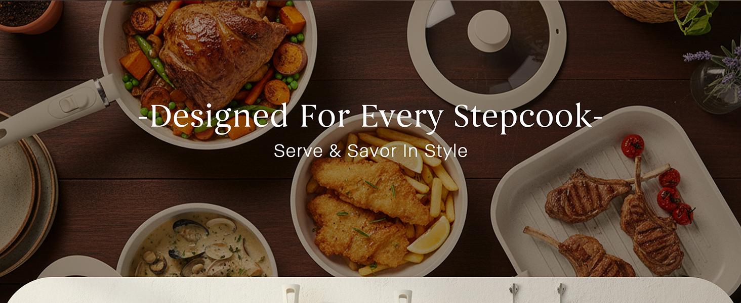 【Top Seller】USELUCK 20 Pcs Detachable Handle Non-Stick Cookware Set with Stackable Pots and Pans, Oven Safe, Healthy RV Set with Frying Induction Lids Kitchenware