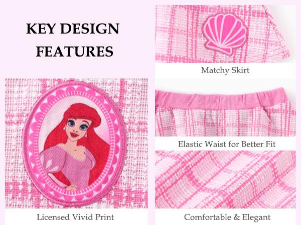 Disney Frozen Elsa Stitch Moana Minnie Toddler Girls 2 Piece Set Pearl Buttoned Knit Top Tweed Skirt Outfit for Kids Aged 2-7