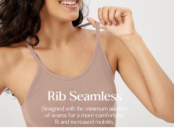 ODODOS Women's Crop 3-Pack Seamless Rib-Knit Camisole Waist Length Crop Tank Tops