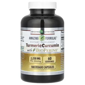 Amazing Nutrition Turmeric Curcumin with BioPerine, 180 Veggie Capsules