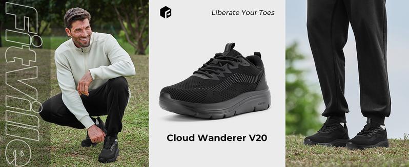 FitVille Men's Walking Shoes Wide Width, Comfortable Orthopedic Sneakers Lightweight Tennis Shoes Gym Workout Sneakers for Plantar Fasciitis - Cloud Wanderer V20 Breathable   mens shoes Flexible Sports olukai slippers Outdoorfun Fathersdaygift