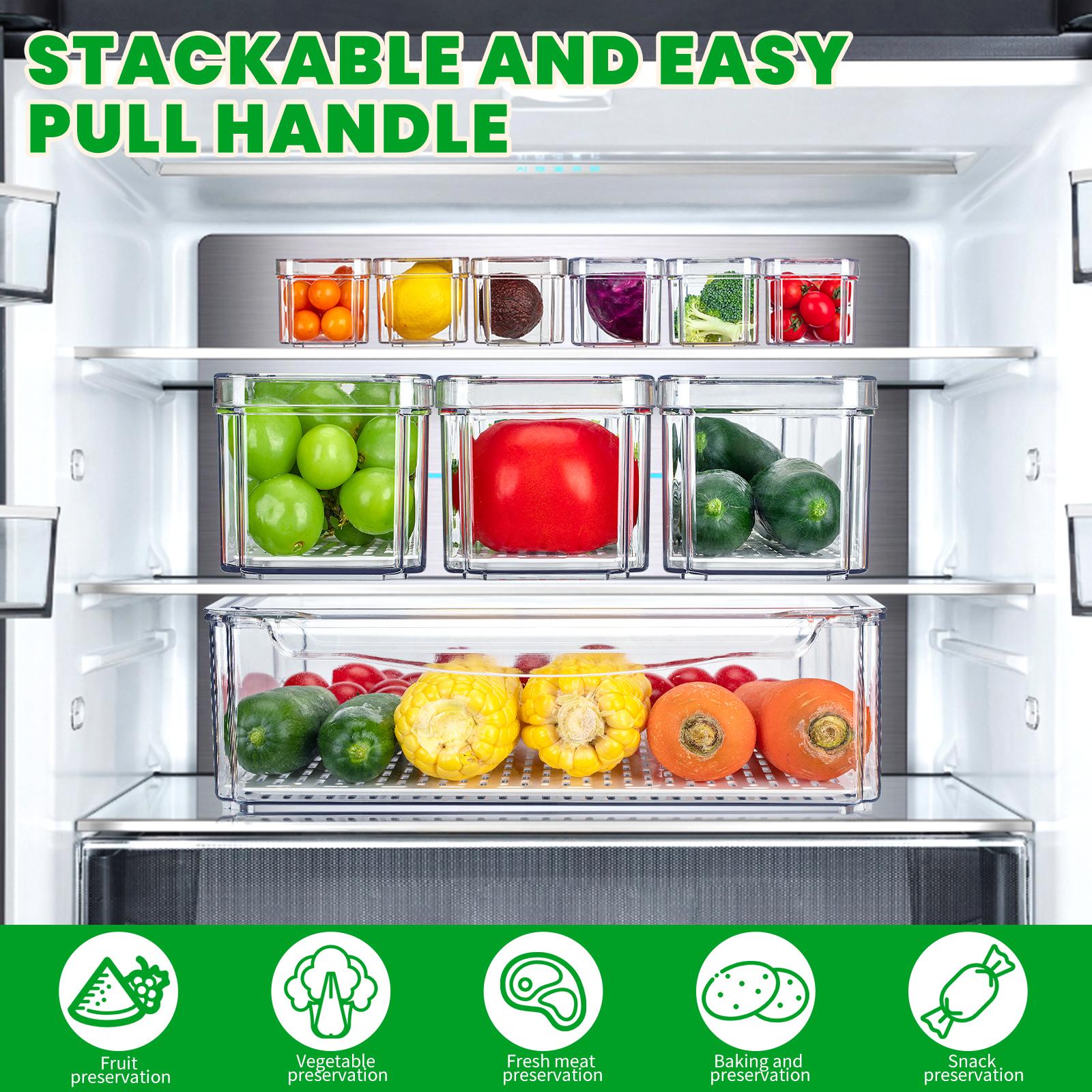 AISOON 10/14 Pack Fridge Organizer Bins with Lids, BPA-Free Stackable Clear Containers for Food, Drinks, and Food Storage, Ideal for Kitchen Organization AISOON 10/14 Pack Fridge Organizer Bins with Lids, BPA-Free Stackable Clear Containers for Food, Drinks, and Food Storage, Ideal for Kitchen Organization