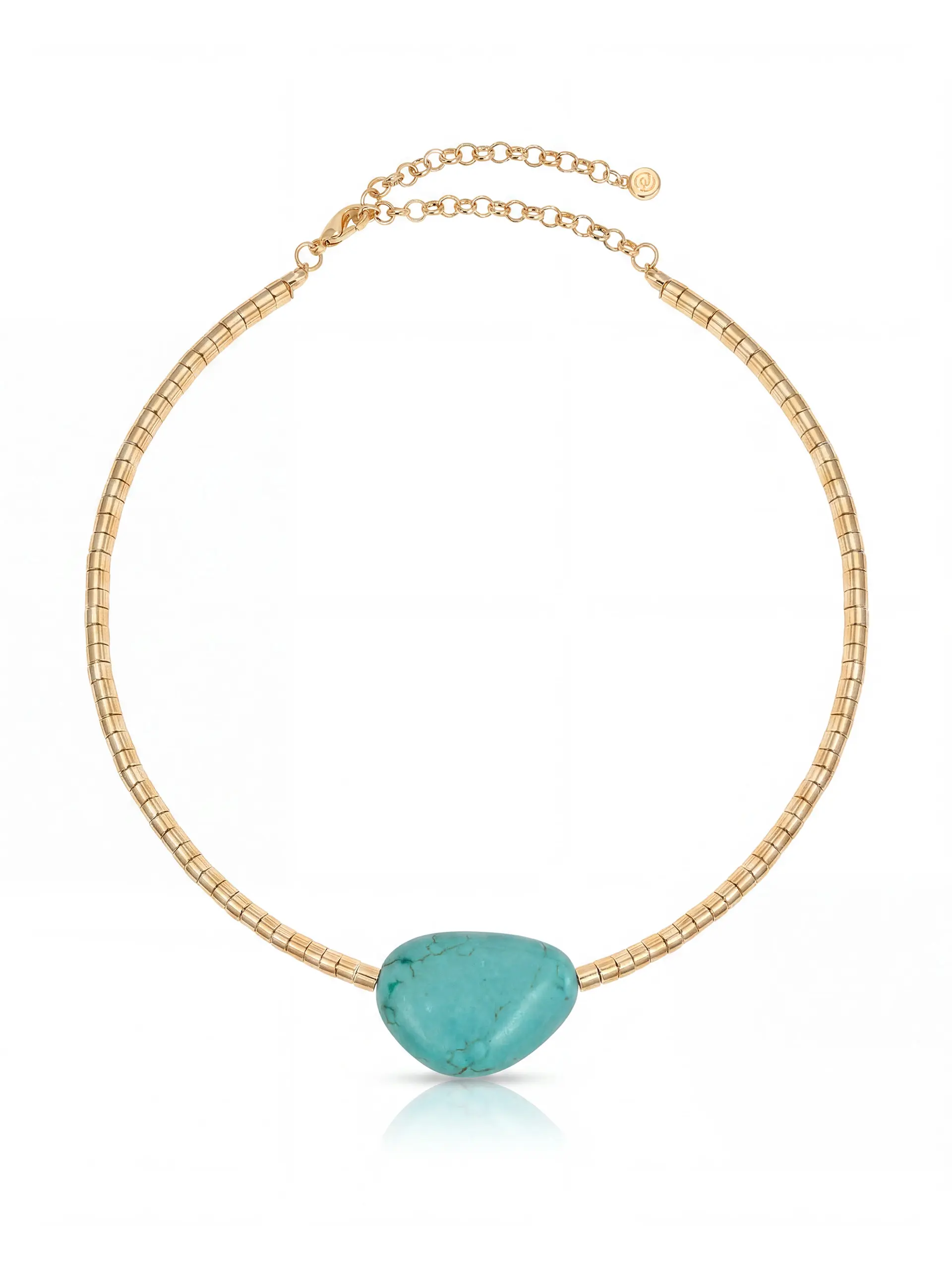Ettika Gold Beaded Turquoise Necklace – Beaded Layering Necklace with Natural Turquoise Pendant, Boho Chic Jewelry for Women