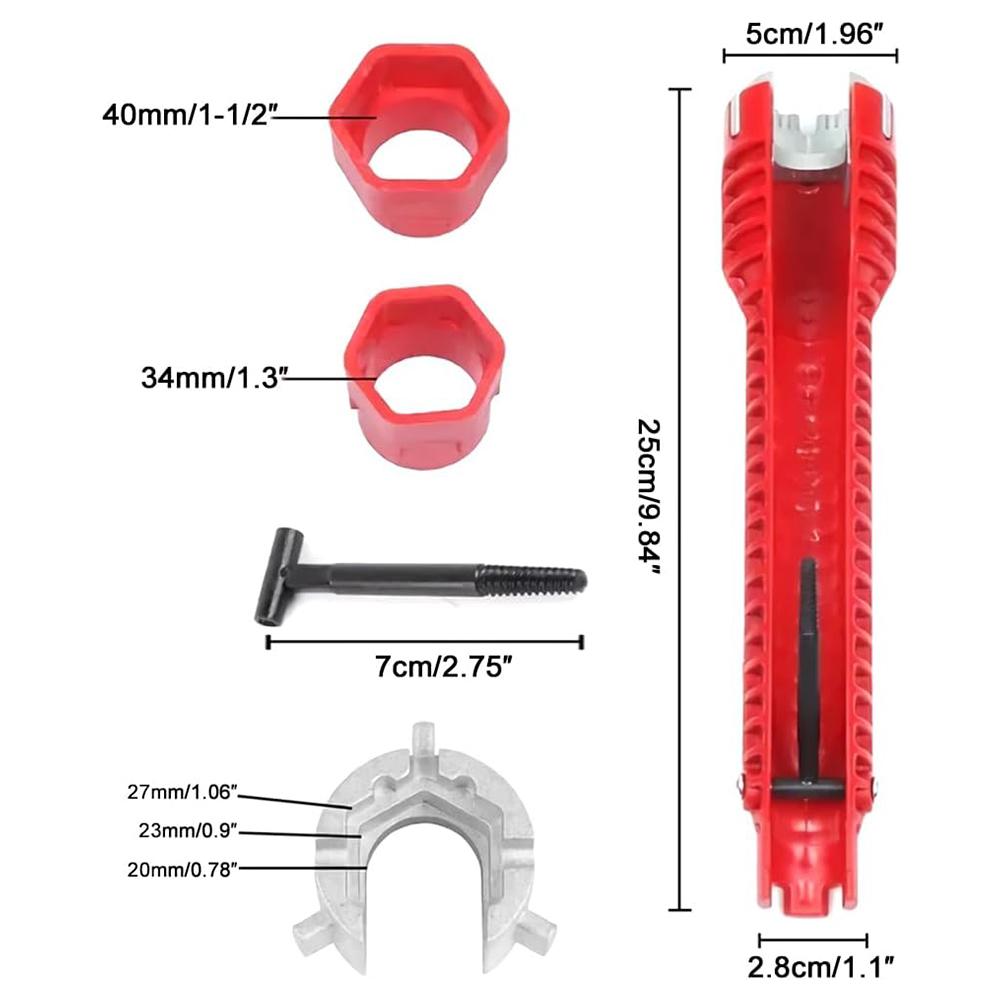 【FaddishDeal】Multi-function faucet and sink drain installation tool, 8-in-1 adjustable sink key, faucet sink, faucet key tool, odorless sink key, bathroom, kitchen