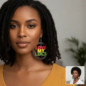 LOVE MY LOCS - Black, Red, and Green Wooden Earrings