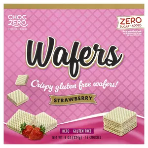 ChocZero Premium Cookies, Wafers, Strawberry, 16 Cookies, 8 oz (224 g)