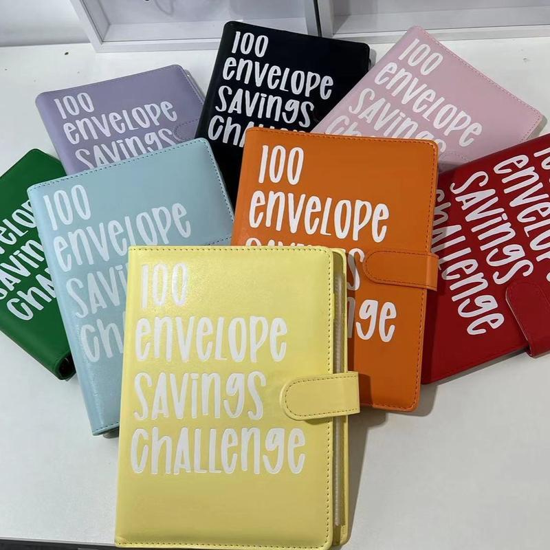 100 Envelopes Money Saving Challenge - A5 Money Saver Budget Binder Book with Cash Envelopes and Numbers, 100-Days of Easy and Funny Ways to Save $5,050 Cash Envelope Challenge Binder, Pink，Black