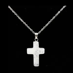 Clear Quartz Cross Necklace | Faith Crystal | Master Healer Stone | Clarity | Focus | Energy Amplification | Spiritual Jewelry | Stainless Steel Chain