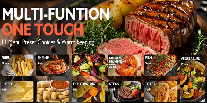 6QT Digital Air Fryer with Visible Window 8 Preset Functions Adjustable Temperature Timer 1550W Power for Crispy Fries Chicken & More Ideal Christmas Gift for Home Kitchen Appliances Multifunction