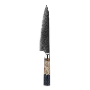 67-Layer Damascus Steel Chef Knife 8 Inch | Blue Mesh Resin Handle | Ultra-Sharp Professional Blade for Meat Cutting Kitchen Kitchenware