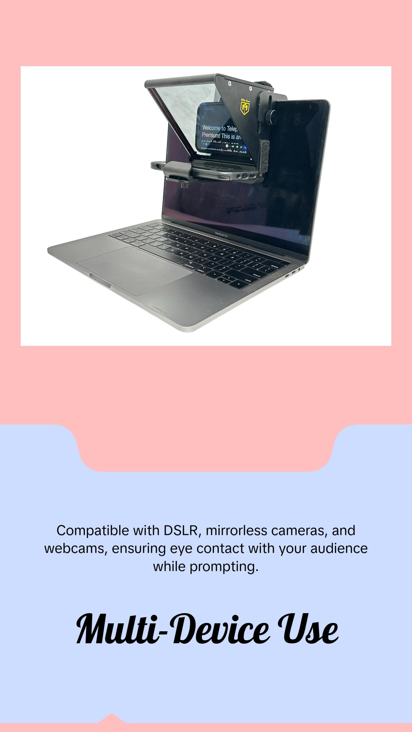 Glide Gear 3 in 1 TMP 75 Laptop Smartphone Prompt DSLR Video Zoom Teleprompter