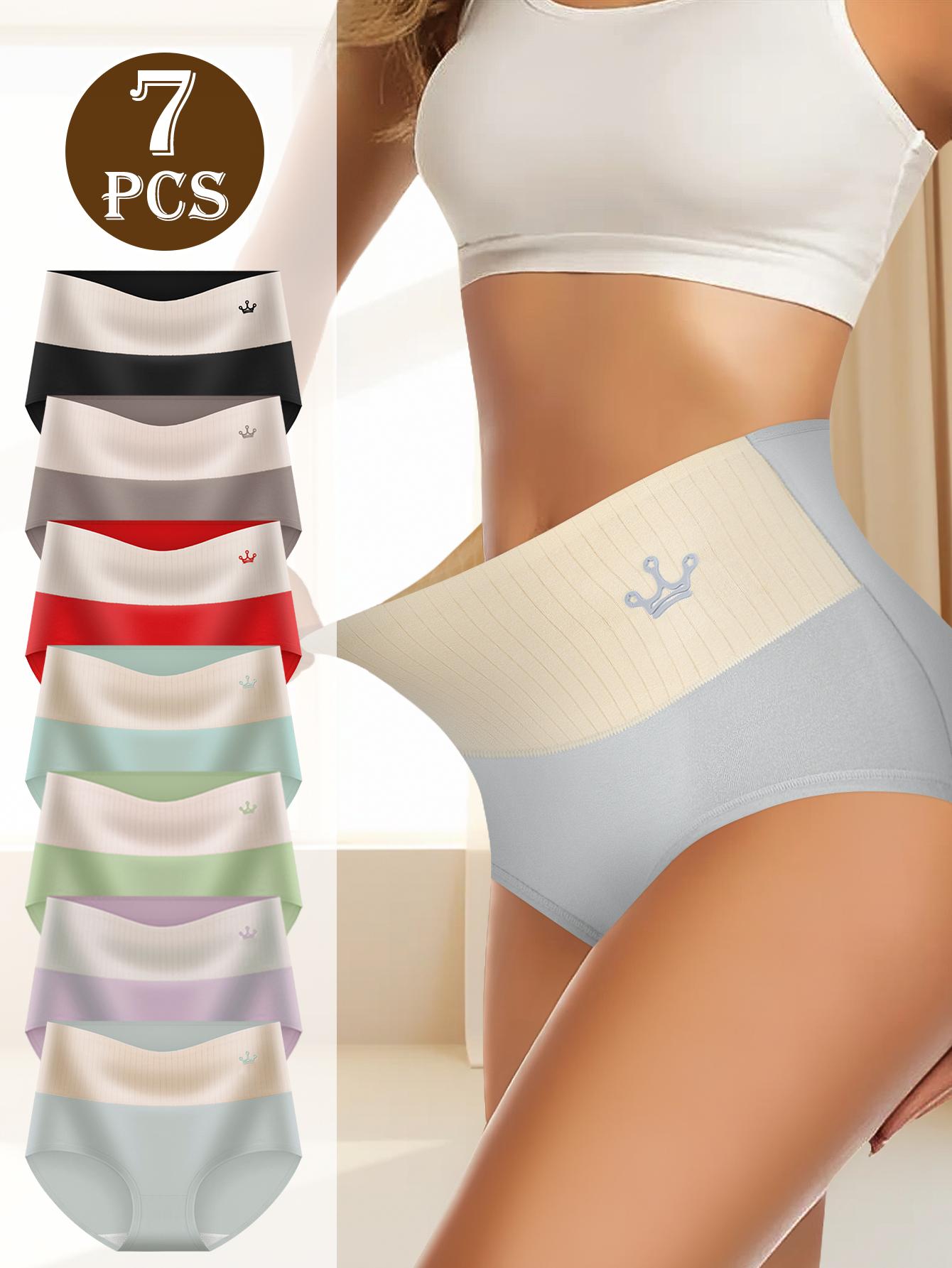 QUASTI Women's 7-Pack High-Waisted Cotton Seamless Compression Briefs - Color Block Style, Soft Elastic Comfortable Fabric, Tummy Control, Hip Lifting, Anti-Ride Up, Breathable, S-XXL, 7 Pcs / 7 Color, Elegant QUASTI Women's 7-Pack High-Waisted Cotton Seamless Compression Briefs - Color Block Style, Soft Elastic Comfortable Fabric, Tummy Control, Hip Lifting, Anti-Ride Up, Breathable, S-XXL, 7 Pcs / 7 Color, Elegant